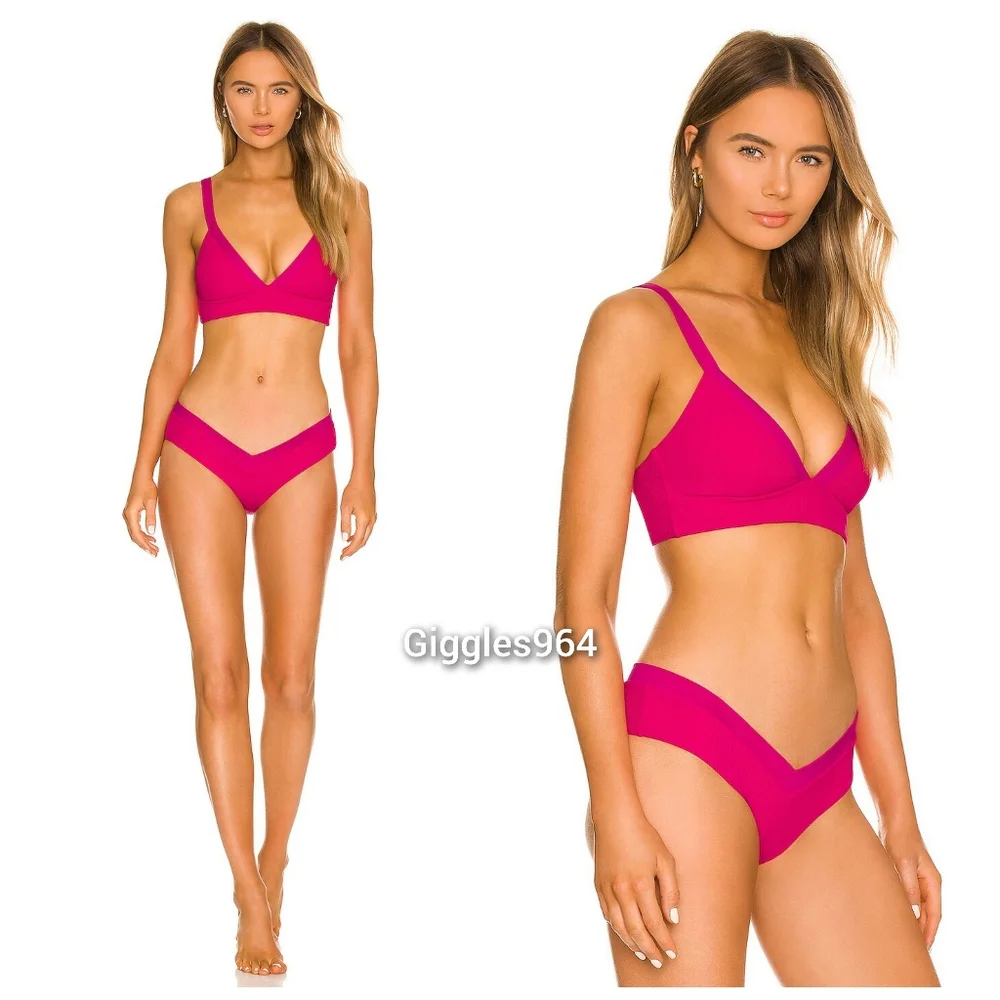 L*Space Vera Pratt Bikini Set Bougainvillea Pink Magenta